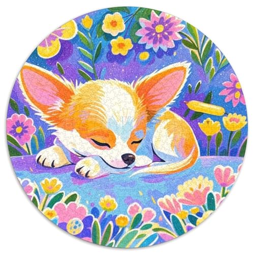 Chihuahua 1000 Teile Rundes Puzzle Stressabbau Hund Geschenk Unmögliches Spiel Für Die Ganze Familie 1000pcs (67.5x67.5cm) von ZXOAWQX