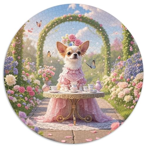 Chihuahua 1000 Teile Rundes Puzzle Stressabbau Hund Geschenk Unmögliches Spiel Für Erwachsene Und Kinder 1000pcs (67.5x67.5cm) von ZXOAWQX