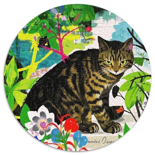 Chinesisch Li Hua 1000 Teile Rundes Puzzle Stressabbau Katze Tiers Geschenk Unmögliches Spiel Für Erwachsene Und Kinder 1000pcs (67.5x67.5cm) von ZXOAWQX