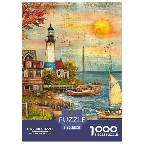 Coastal Leuchtturm 1000 Teile Puzzles Clevere EIN Herausforderndes Für Erwachsene Und Kinder Ab 12 Jahren Tolle Geschenkidee 38x26cm/1000pcs von ZXOAWQX