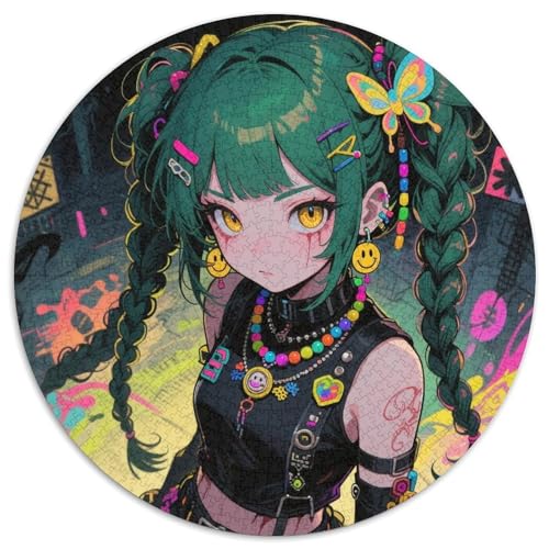 Coole Mädchen 1000 Teile Rundes Puzzle Stressabbau Anime Geschenk Unmögliches Spiel Für Erwachsene Und Kinder 1000pcs (67.5x67.5cm) von ZXOAWQX