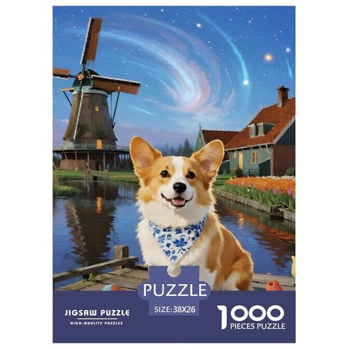Corgi 1000 Teile Puzzles Haustier Hund Clevere Lernspiel Herausforderung Spielzeug Für Erwachsene Und Kinder Ab 12 Jahren Tolle Geschenkidee 38x26cm/1000pcs von ZXOAWQX