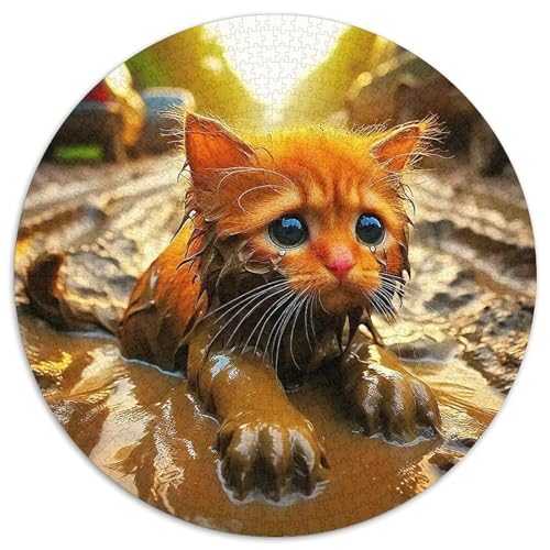Cute Katze 1000 Teile Rundes Puzzle Kreatives Geschenk Anspruchsvoll Für Erwachsene Und Kinder 1000pcs (67.5x67.5cm) von ZXOAWQX