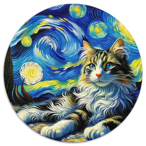 Cute Katze 1000 Teile Rundes Puzzle Kreatives Geschenk Erwachsene Anspruchsvoll Für Die Ganze Familie 1000pcs (67.5x67.5cm) von ZXOAWQX