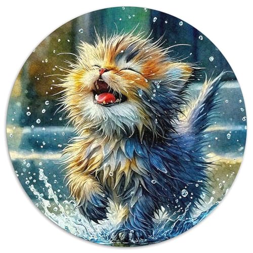 Cute Katze 1000 Teile Rundes Puzzle Kreatives Geschenk Erwachsene Anspruchsvoll Für Die Ganze Familie 1000pcs (67.5x67.5cm) von ZXOAWQX