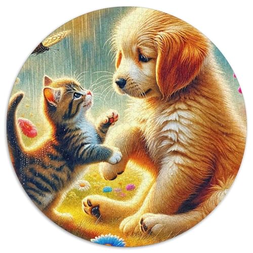 Cute Katze 1000 Teile Rundes Puzzle Kreatives Geschenk Unmögliches Spiel Für Erwachsene Und Kinder 1000pcs (67.5x67.5cm) von ZXOAWQX