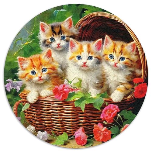 Cute Katze 1000 Teile Rundes Puzzle Stressabbau Geschenk Erwachsene Anspruchsvoll Für Die Ganze Familie 1000pcs (67.5x67.5cm) von ZXOAWQX