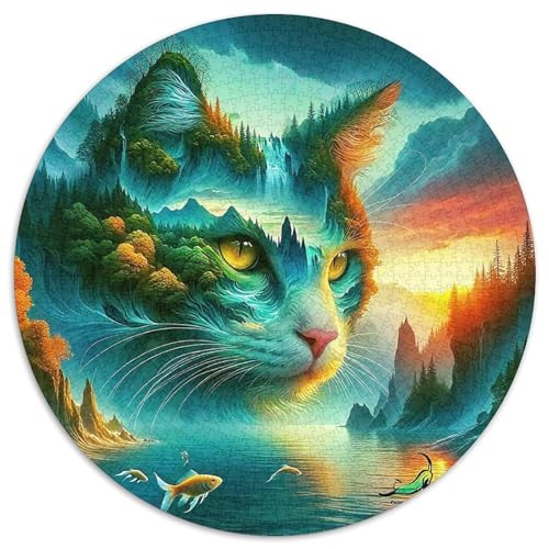 Cute Katze 1000 Teile Rundes Puzzle Stressabbau Jigsaw Geschenk Anspruchsvoll Für Erwachsene Und Kinder 1000pcs (67.5x67.5cm) von ZXOAWQX