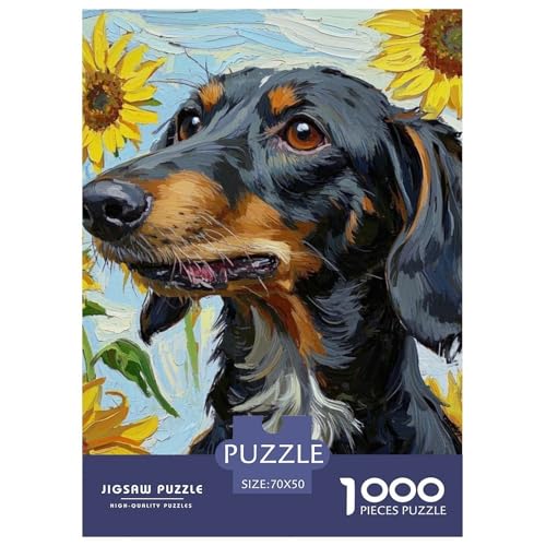 Dachshund 1000 Teile Puzzles Haustier Hund Puzzlespiele Unmögliche Herausforderung Für Erwachsene Und Kinder Ab 12 Jahren Tolle Geschenkidee 70x50cm/1000pcs von ZXOAWQX