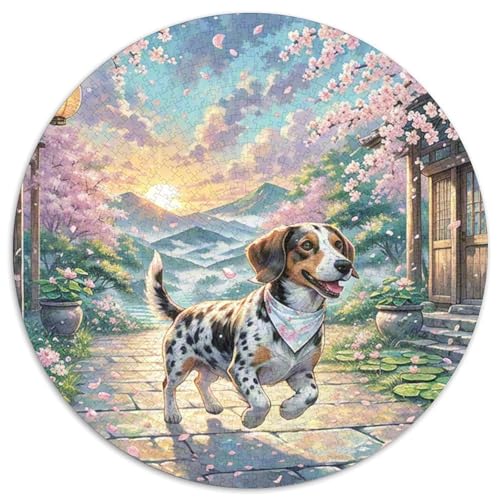 Dachshund 1000 Teile Rundes Puzzle Kreatives Hund Jigsaw Geschenk Unmögliches Spiel Für Erwachsene Und Kinder 1000pcs (67.5x67.5cm) von ZXOAWQX