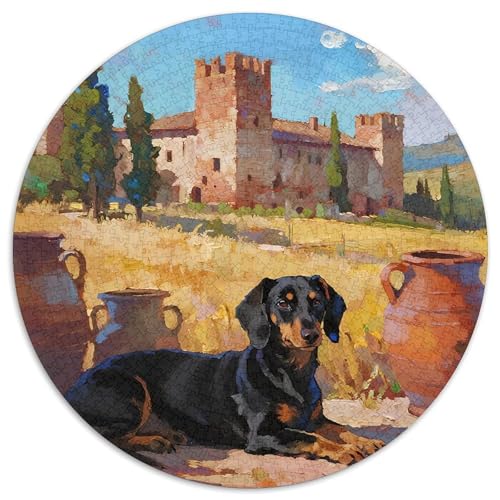 Dachshund 1000 Teile Rundes Puzzle Stressabbau Haustier Hund Geschenk EIN Herausforderndes Für Die Ganze Familie 1000pcs (67.5x67.5cm) von ZXOAWQX