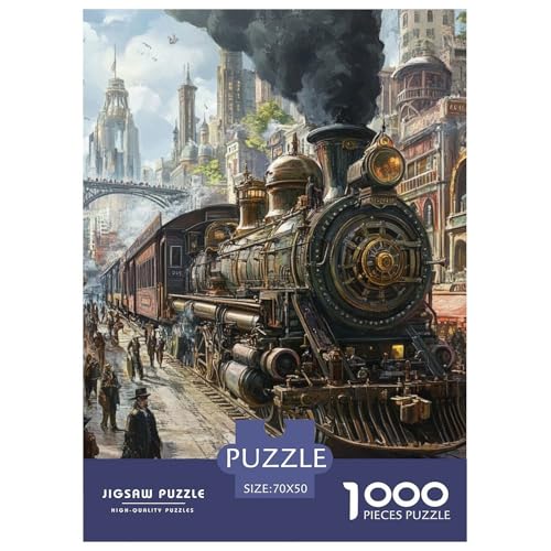 Dampfzug 1000 Teile Puzzles Puzzlespiele Klassisches Lernspiel Für Erwachsene Und Kinder Ab 12 Jahren Tolle Geschenkidee 70x50cm/1000pcs von ZXOAWQX