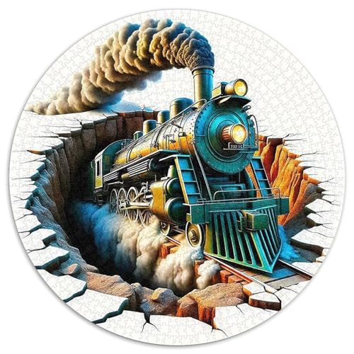 Dampfzug 1000 Teile Rundes Puzzle Kreatives Geschenk Anspruchsvoll Für Erwachsene Und Kinder 1000pcs (67.5x67.5cm) von ZXOAWQX