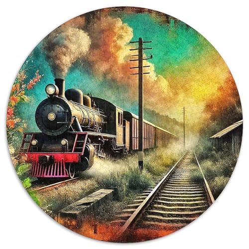 Dampfzug 1000 Teile Rundes Puzzle Kreatives Geschenk Unmögliches Spiel Für Erwachsene Und Kinder 1000pcs (67.5x67.5cm) von ZXOAWQX