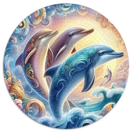 Delphin 1000 Teile Rundes Puzzle Kreatives Geschenk Unmögliches Spiel Für Erwachsene Und Kinder 1000pcs (67.5x67.5cm) von ZXOAWQX