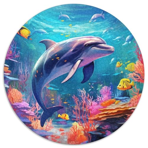 Delphins 1000 Teile Rundes Puzzle Kreatives Geschenk Unmögliches Spiel Für Die Ganze Familie 1000pcs (67.5x67.5cm) von ZXOAWQX