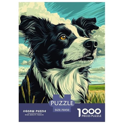 Der Border Collie 1000 Teile Puzzles Dekoration Unmögliche Herausforderung Für Erwachsene Und Kinder Ab 12 Jahren Tolle Geschenkidee 70x50cm/1000pcs von ZXOAWQX