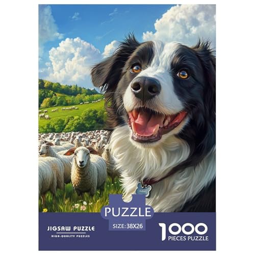 Der Border Collie 1000 Teile Puzzles Puzzlespiele Klassisches Lernspiel Für Erwachsene Und Kinder Ab 12 Jahren Tolle Geschenkidee 38x26cm/1000pcs von ZXOAWQX