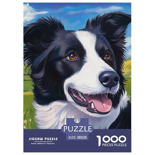 Der Border Collie 1000 Teile Puzzles Puzzlespiele Lernspiel Herausforderung Spielzeug Für Erwachsene Und Kinder Ab 12 Jahren Tolle Geschenkidee 38x26cm/1000pcs von ZXOAWQX
