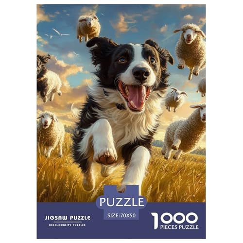 Der Border Collie 1000 Teile Puzzles Puzzlespiele Unmögliche Herausforderung Für Erwachsene Und Kinder Ab 12 Jahren Tolle Geschenkidee 70x50cm/1000pcs von ZXOAWQX
