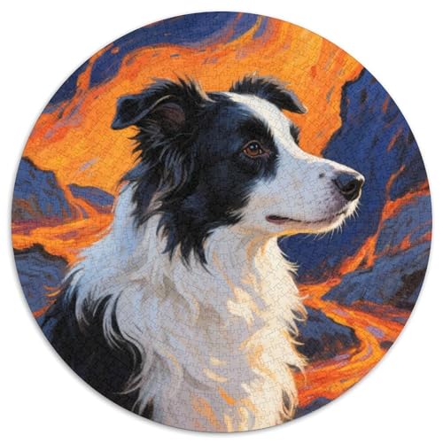 Der Border Collie 1000 Teile Rundes Puzzle Kreatives Hund Jigsaw Geschenk Erwachsene Anspruchsvoll Für Die Ganze Familie 1000pcs (67.5x67.5cm) von ZXOAWQX