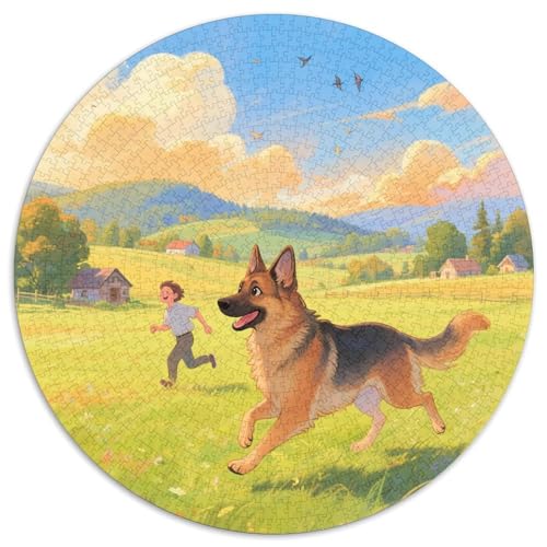Deutsche Hirten 1000 Teile Rundes Puzzle Stressabbau Hund Jigsaw Geschenk EIN Herausforderndes Puzzle Für Erwachsene Und Kinder 1000pcs (67.5x67.5cm) von ZXOAWQX