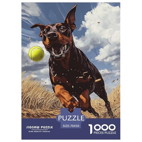 Doberman 1000 Teile Puzzles Dekoration Klassisches Lernspiel Für Erwachsene Tolle Geschenkidee 70x50cm/1000pcs von ZXOAWQX