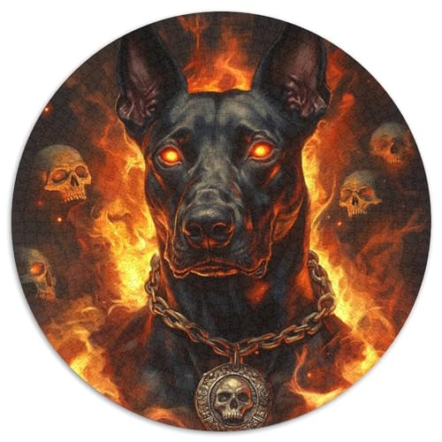 Doberman 1000 Teile Rundes Puzzle Stressabbau Geschenk Unmögliches Spiel Für Die Ganze Familie 1000pcs (67.5x67.5cm) von ZXOAWQX