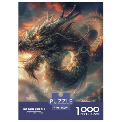 Drachen 1000 Teile Puzzles Puzzlespiele Lernspiel Herausforderung Spielzeug Für Erwachsene Tolle Geschenkidee 38x26cm/1000pcs von ZXOAWQX