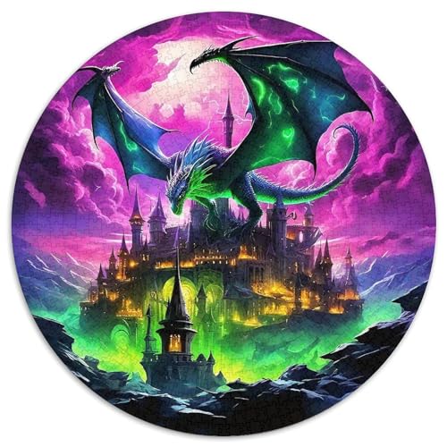 Drachen 1000 Teile Rundes Puzzle Stressabbau Geschenk Puzzlespiele Für Erwachsene Und Kinder 1000pcs (67.5x67.5cm) von ZXOAWQX