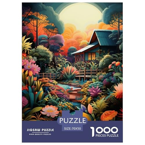 Dschungelhütte 1000 Teile Puzzles Puzzlespiele Klassisches Lernspiel Für Erwachsene Tolle Geschenkidee 70x50cm/1000pcs von ZXOAWQX