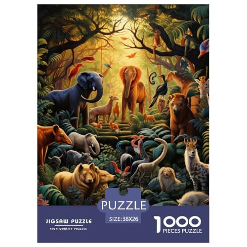 Dschungeltiere 1000 Teile Puzzles Puzzlespiele Unmögliche Herausforderung Für Erwachsene Und Kinder Ab 12 Jahren Tolle Geschenkidee 38x26cm/1000pcs von ZXOAWQX