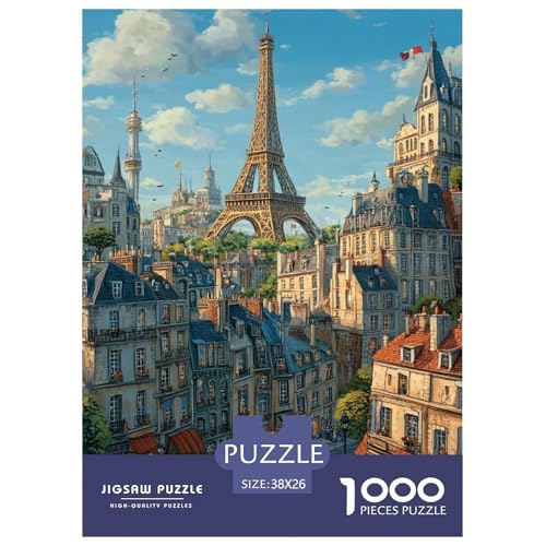 Eiffelturm 1000 Teile Puzzles Clevere Klassisches Lernspiel Für Erwachsene Tolle Geschenkidee 38x26cm/1000pcs von ZXOAWQX