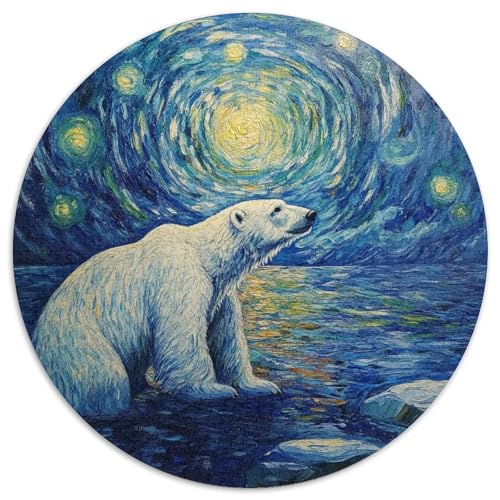 Eisbär 1000 Teile Rundes Puzzle Kreatives Geschenk Unmögliches Spiel Für Erwachsene Und Kinder 1000pcs (67.5x67.5cm) von ZXOAWQX