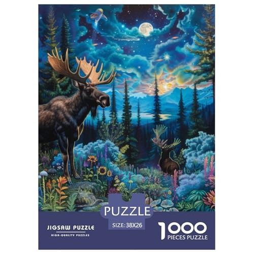 Elch 1000 Teile Puzzles Puzzlespiele Unmögliche Herausforderung Für Erwachsene Und Kinder Ab 12 Jahren Tolle Geschenkidee 38x26cm/1000pcs von ZXOAWQX