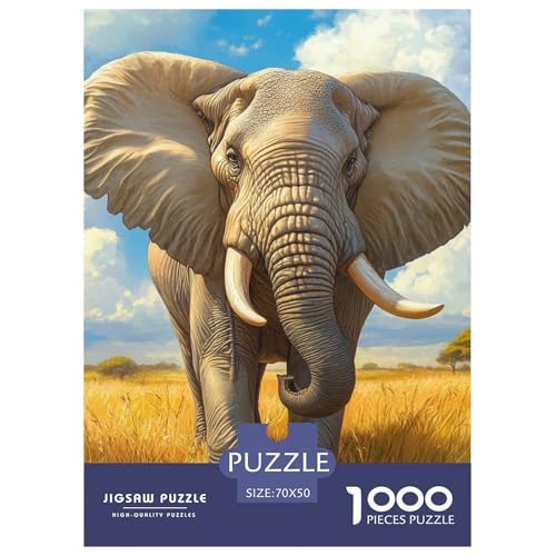 Elefanten 1000 Teile Puzzles Classic Lernspiel Herausforderung Spielzeug Für Erwachsene Tolle Geschenkidee 70x50cm/1000pcs von ZXOAWQX