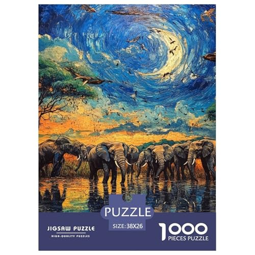 Elefanten 1000 Teile Puzzles Clevere Klassisches Lernspiel Für Erwachsene Tolle Geschenkidee 38x26cm/1000pcs von ZXOAWQX