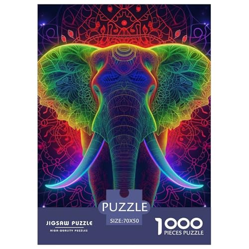 Elefanten 1000 Teile Puzzles Clevere Kreative Unterhaltung Für Erwachsene Tolle Geschenkidee 70x50cm/1000pcs von ZXOAWQX