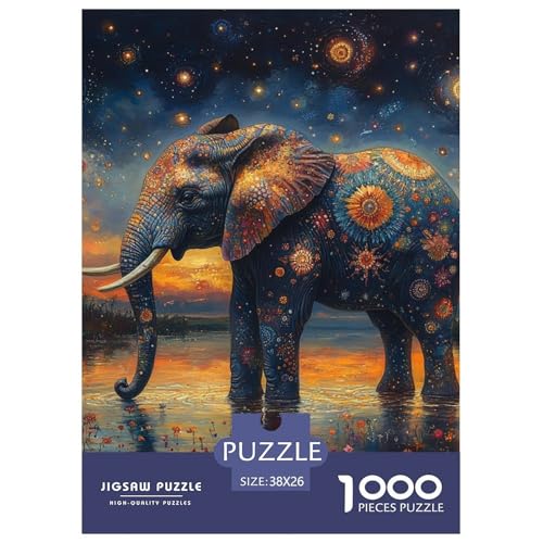 Elefanten 1000 Teile Puzzles DekoRatteion Lernspiel Herausforderung Spielzeug Für Erwachsene Tolle Geschenkidee 38x26cm/1000pcs von ZXOAWQX