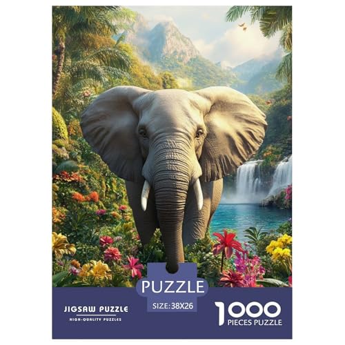 Elefanten 1000 Teile Puzzles Puzzlespiele Klassisches Lernspiel Für Erwachsene Tolle Geschenkidee 38x26cm/1000pcs von ZXOAWQX
