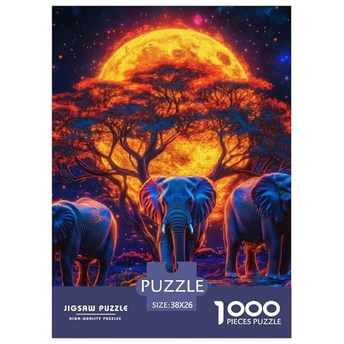 Elefanten 1000 Teile Puzzles Puzzlespiele Klassisches Lernspiel Für Erwachsene Und Kinder Ab 12 Jahren Tolle Geschenkidee 38x26cm/1000pcs von ZXOAWQX