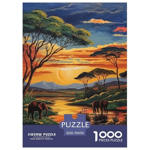 Elefanten 1000 Teile Puzzles Puzzlespiele Lernspiel Herausforderung Spielzeug Für Die Ganze Familie Tolle Geschenkidee 70x50cm/1000pcs von ZXOAWQX