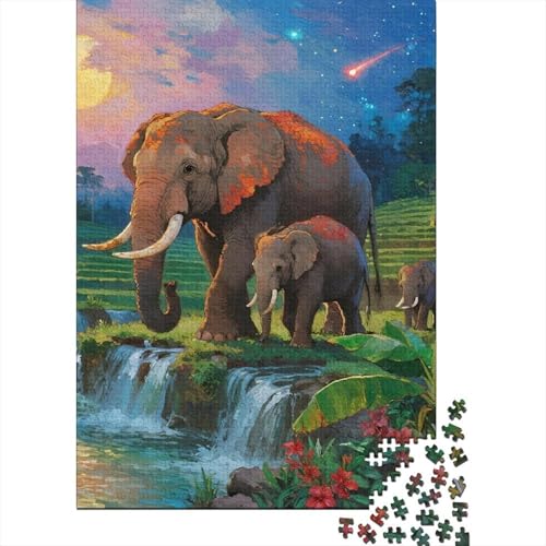 Elefanten 1000 Teile Puzzles Tier Clevere Klassisches Lernspiel Für Erwachsene Tolle Geschenkidee 38x26cm/1000pcs von ZXOAWQX