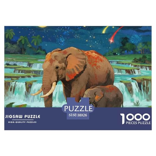 Elefanten 1000 Teile Puzzles Tier Dekoration Unmögliche Herausforderung Für Erwachsene Tolle Geschenkidee 38x26cm/1000pcs von ZXOAWQX