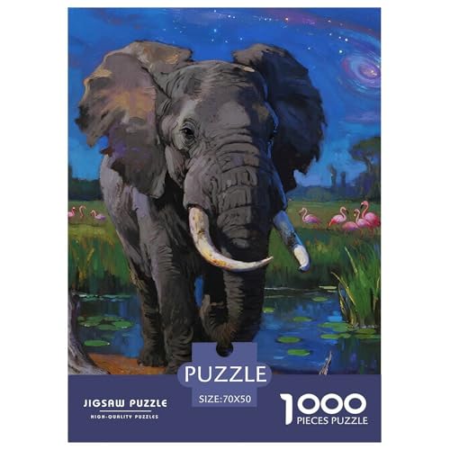 Elefanten 1000 Teile Puzzles Tier Puzzlespiele EIN Herausforderndes Für Erwachsene Und Kinder Ab 12 Jahren Tolle Geschenkidee 70x50cm/1000pcs von ZXOAWQX