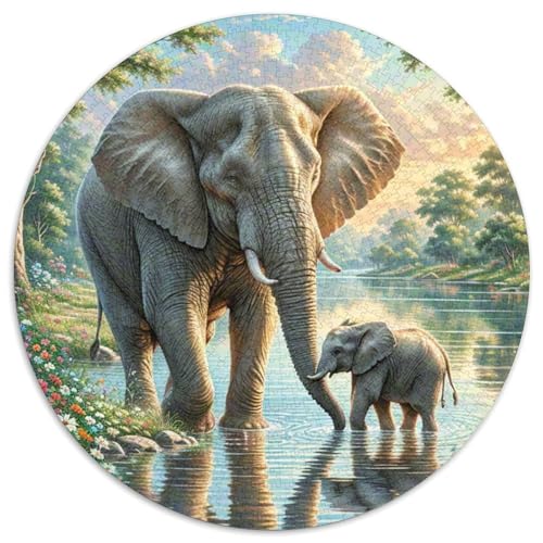 Elefanten 1000 Teile Rundes Puzzle Kreatives Tier Geschenk Unmögliches Spiel Für Erwachsene Und Kinder 1000pcs (67.5x67.5cm) von ZXOAWQX
