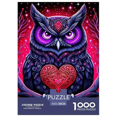 Eule 1000 Teile Puzzles Tier Clevere EIN Herausforderndes Für Erwachsene Und Kinder Ab 12 Jahren Tolle Geschenkidee 38x26cm/1000pcs von ZXOAWQX