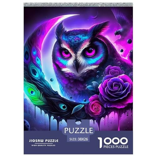Eule 1000 Teile Puzzles Tier Clevere Lernspiel Herausforderung Spielzeug Für Erwachsene Tolle Geschenkidee 38x26cm/1000pcs von ZXOAWQX