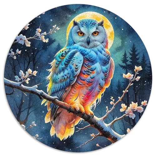 Eule 1000 Teile Rundes Puzzle Stressabbau Geschenk Unmögliches Spiel Für Die Ganze Familie 1000pcs (67.5x67.5cm) von ZXOAWQX