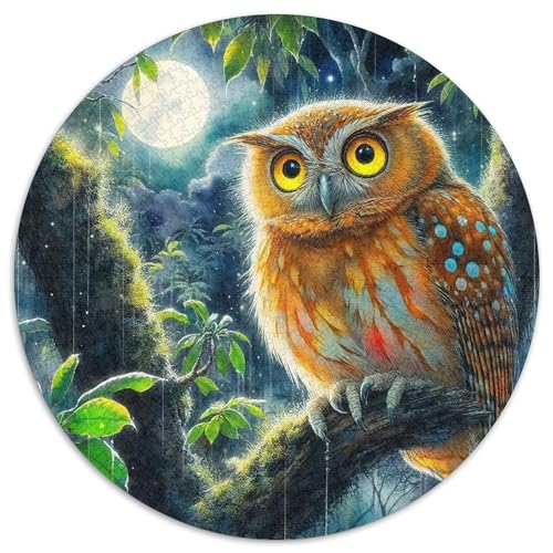 Eule 1000 Teile Rundes Puzzle Stressabbau Geschenk Unmögliches Spiel Für Erwachsene Und Kinder 1000pcs (67.5x67.5cm) von ZXOAWQX